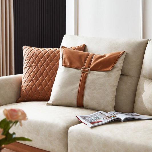 Faux Leather Glam Stain Resistant Square Arm Sofa for Living Room