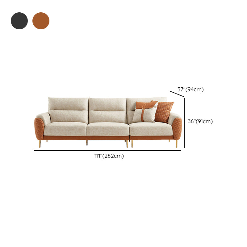 Faux Leather Glam Stain Resistant Square Arm Sofa for Living Room