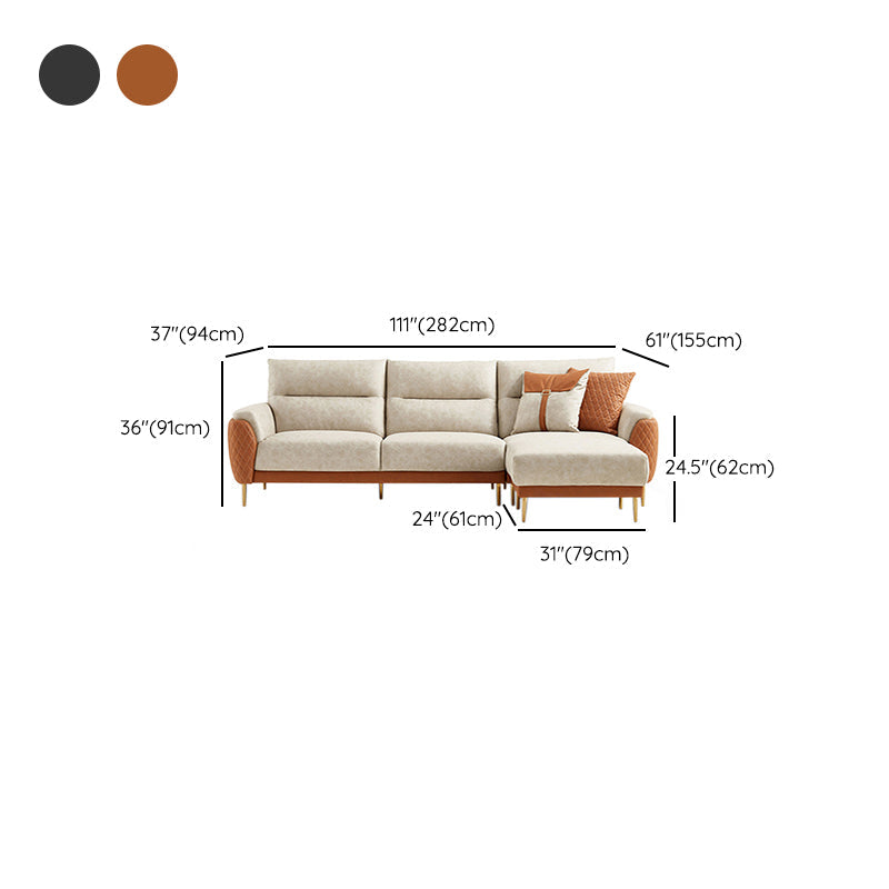 Faux Leather Glam Stain Resistant Square Arm Sofa for Living Room