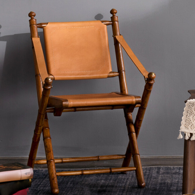 Scandinavian Ergonimic Recliner with Solid Wood Legs Genuine Leather Brown Clearhalo 'Chairs & Seating' 'furn' 'furn_recliners' 'Furniture' 'Living Room Furniture' 'Recliners' 7713836