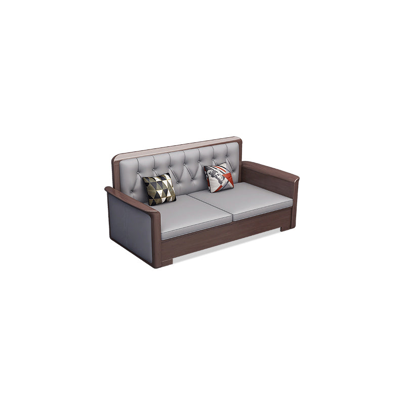 Modern Solid Wood Faux Leather Square Arm Sofa with Tufted Back 2-Seater Sofa Clearhalo 'furn' 'furn_sofas' 'Furniture' 'Living Room Furniture' 'Sofa' 'sofas' 7713883
