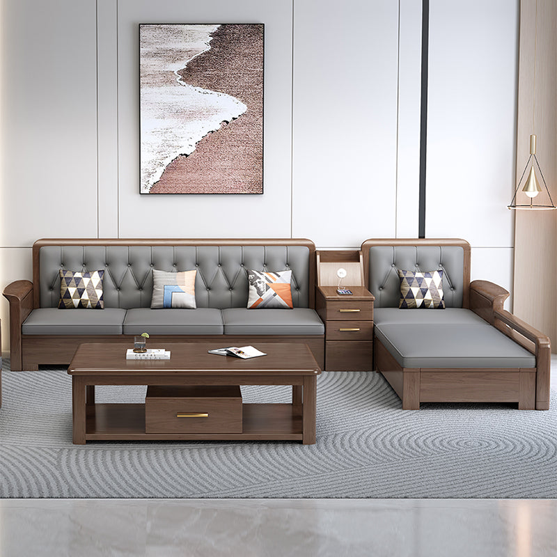 Modern Solid Wood Faux Leather Square Arm Sofa with Tufted Back Clearhalo 'furn' 'furn_sofas' 'Furniture' 'Living Room Furniture' 'Sofa' 'sofas' 7713889