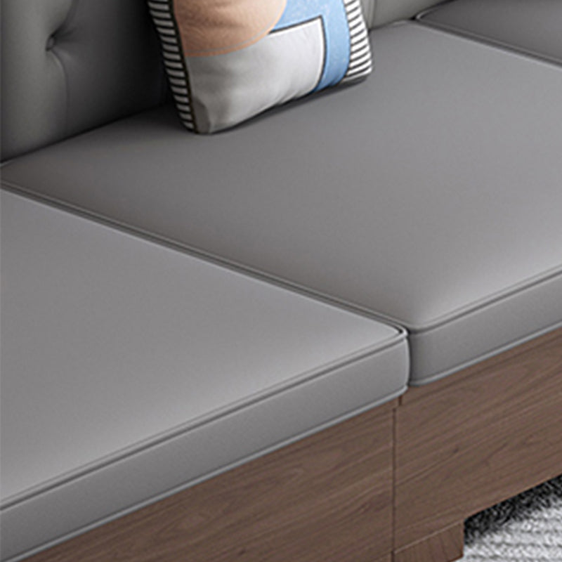 Modern Solid Wood Faux Leather Square Arm Sofa with Tufted Back Clearhalo 'furn' 'furn_sofas' 'Furniture' 'Living Room Furniture' 'Sofa' 'sofas' 7713892