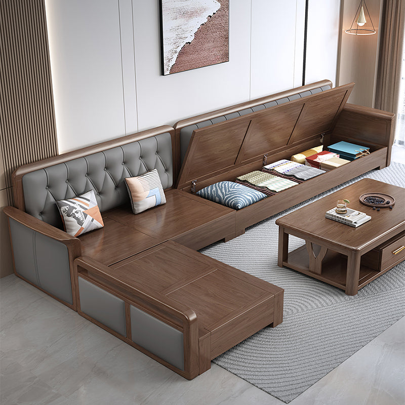 Modern Solid Wood Faux Leather Square Arm Sofa with Tufted Back Clearhalo 'furn' 'furn_sofas' 'Furniture' 'Living Room Furniture' 'Sofa' 'sofas' 7713894