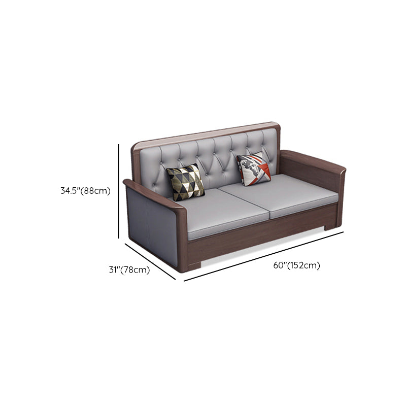 Modern Solid Wood Faux Leather Square Arm Sofa with Tufted Back Clearhalo 'furn' 'furn_sofas' 'Furniture' 'Living Room Furniture' 'Sofa' 'sofas' 7713904