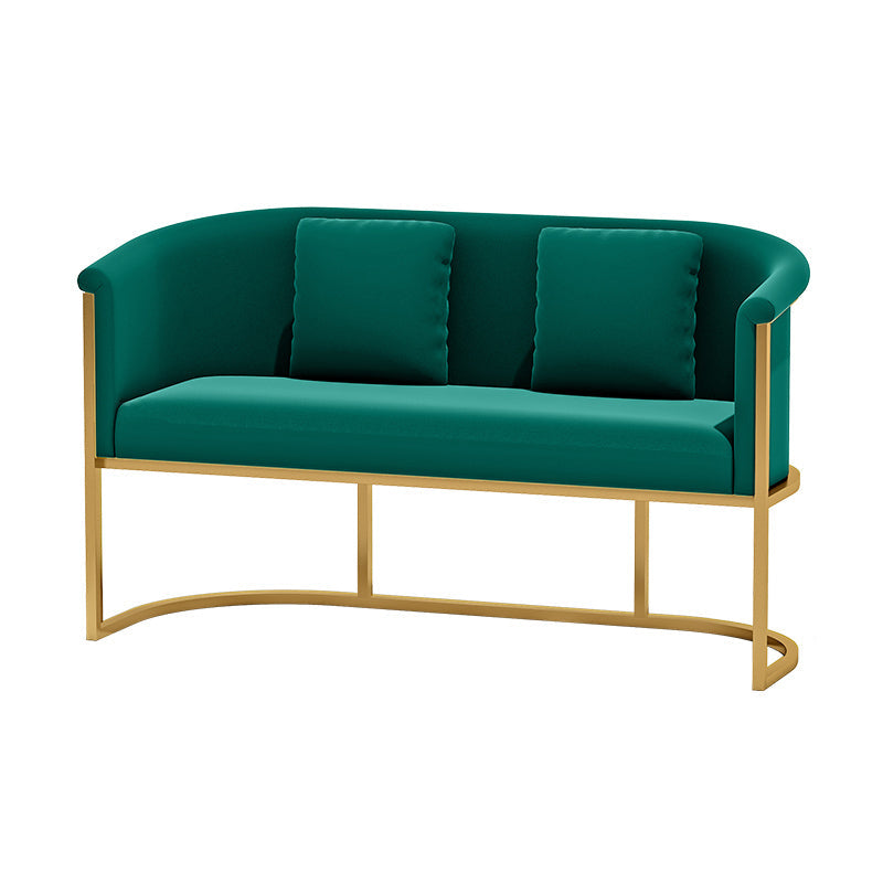 Scandinavian Velvet Pillow Back Sofa for Living Room with Tuxedo Arm 2-Seater Sofa Green Clearhalo 'furn' 'furn_sofas' 'Furniture' 'Living Room Furniture' 'Sofa' 'sofas' 7713908