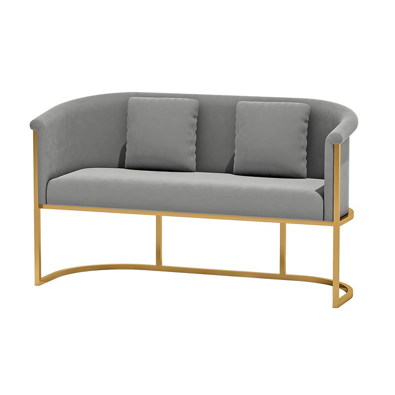 Scandinavian Velvet Pillow Back Sofa for Living Room with Tuxedo Arm 2-Seater Sofa Grey Clearhalo 'furn' 'furn_sofas' 'Furniture' 'Living Room Furniture' 'Sofa' 'sofas' 7713913