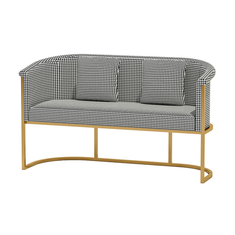 Scandinavian Velvet Pillow Back Sofa for Living Room with Tuxedo Arm 2-Seater Sofa Houndstooth pattern Clearhalo 'furn' 'furn_sofas' 'Furniture' 'Living Room Furniture' 'Sofa' 'sofas' 7713917