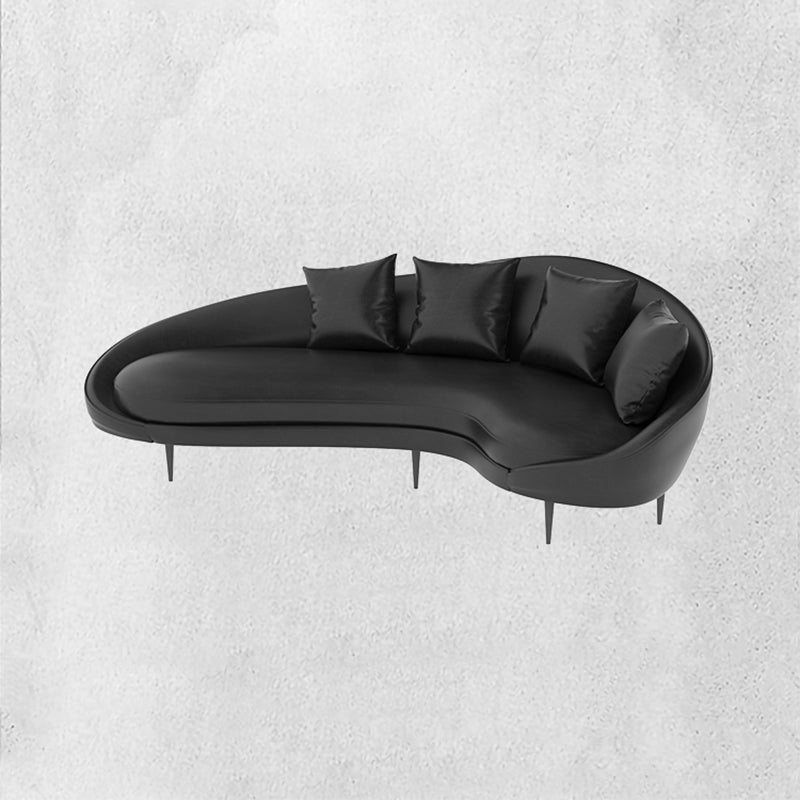 Contemporary Faux Leather Sloped Arm Sofa in Black For Living Room Clearhalo 'furn' 'furn_sofas' 'Furniture' 'Living Room Furniture' 'Sofa' 'sofas' 7713931