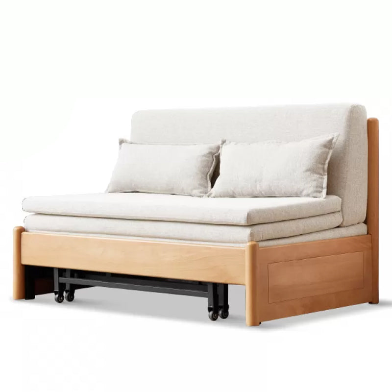 31.5" W Solid Wood Removable Sleeper Sofa Scandinavian Sofa Bed 61"L x 31"W x 28"H Beige Clearhalo 'furn' 'furn_futons' 'Furniture' 'Futons & Daybeds' 'Futons' 'Living Room Furniture' 7713959