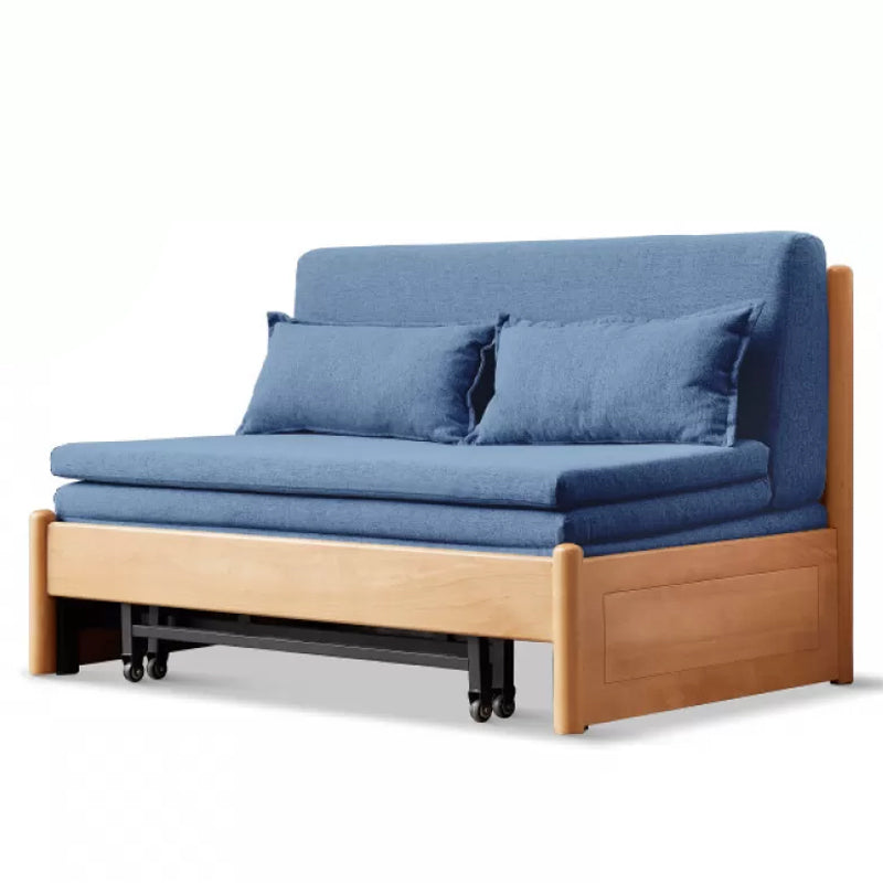 31.5" W Solid Wood Removable Sleeper Sofa Scandinavian Sofa Bed 61"L x 31"W x 28"H Blue Clearhalo 'furn' 'furn_futons' 'Furniture' 'Futons & Daybeds' 'Futons' 'Living Room Furniture' 7713961