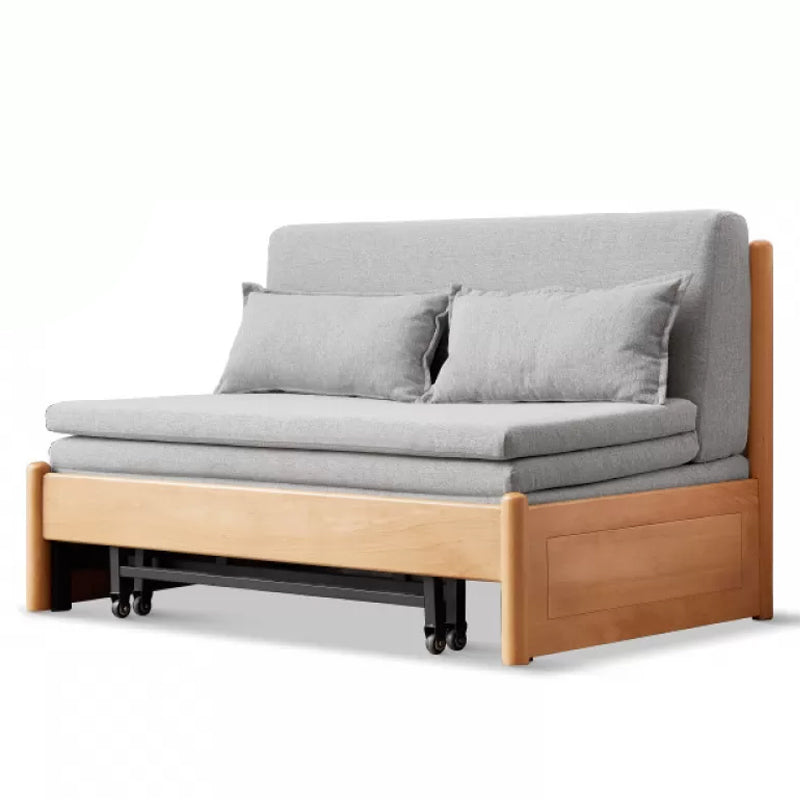 31.5" W Solid Wood Removable Sleeper Sofa Scandinavian Sofa Bed 61"L x 31"W x 28"H Light Grey Clearhalo 'furn' 'furn_futons' 'Furniture' 'Futons & Daybeds' 'Futons' 'Living Room Furniture' 7713965