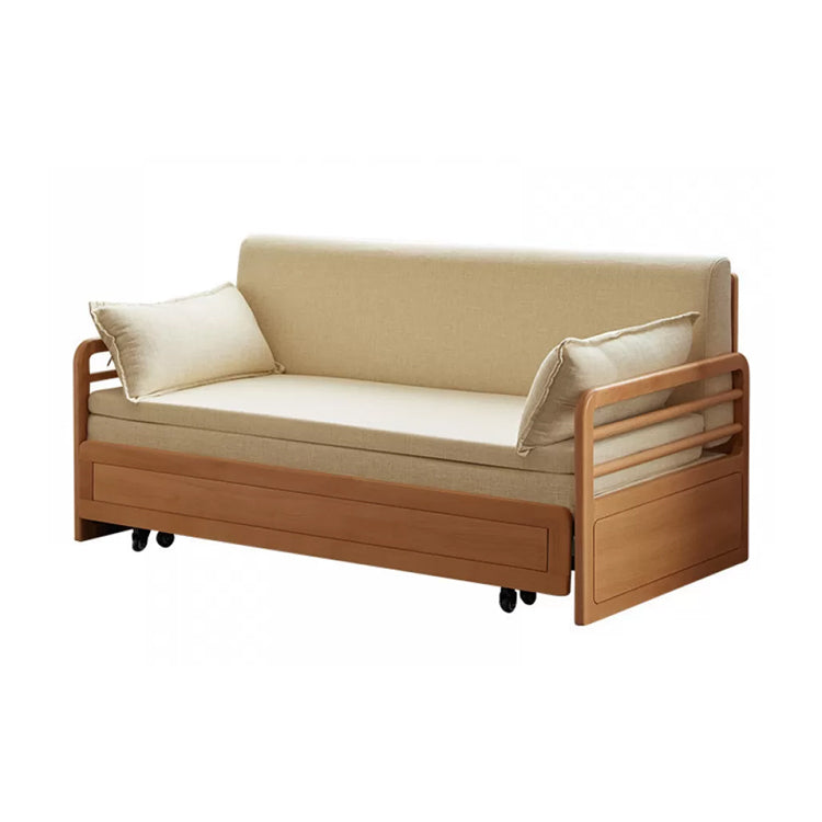 Sofá de madera maciza escandinava Futón de tela extraíble Sofá