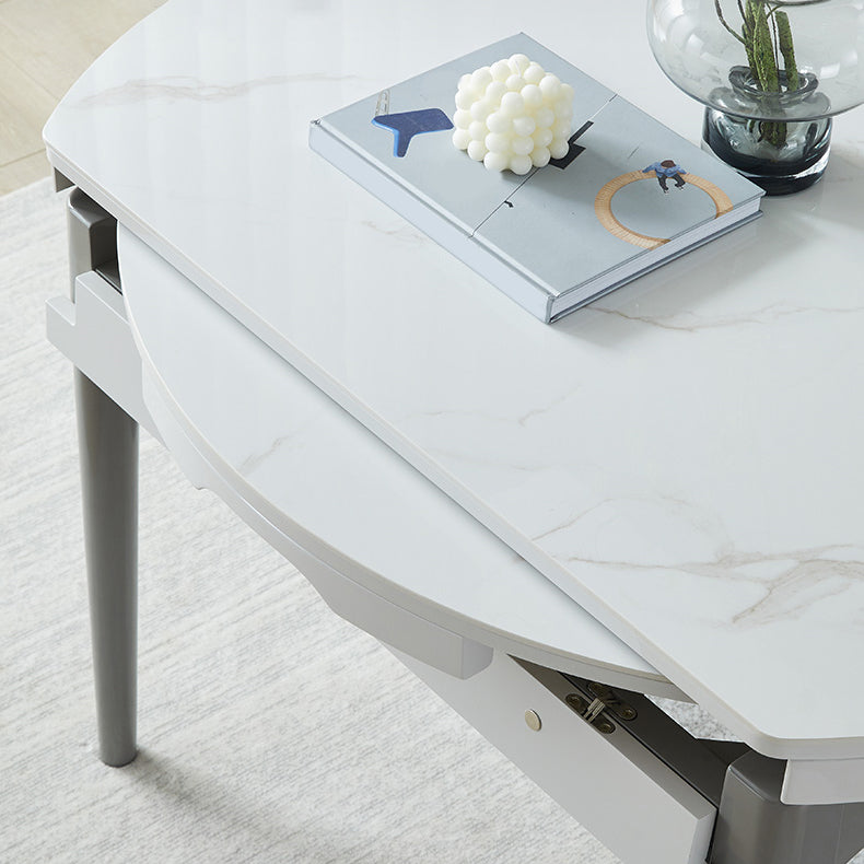 Zeitgenössischer ausziehbarer runder Stein Esstisch für Esszimmer