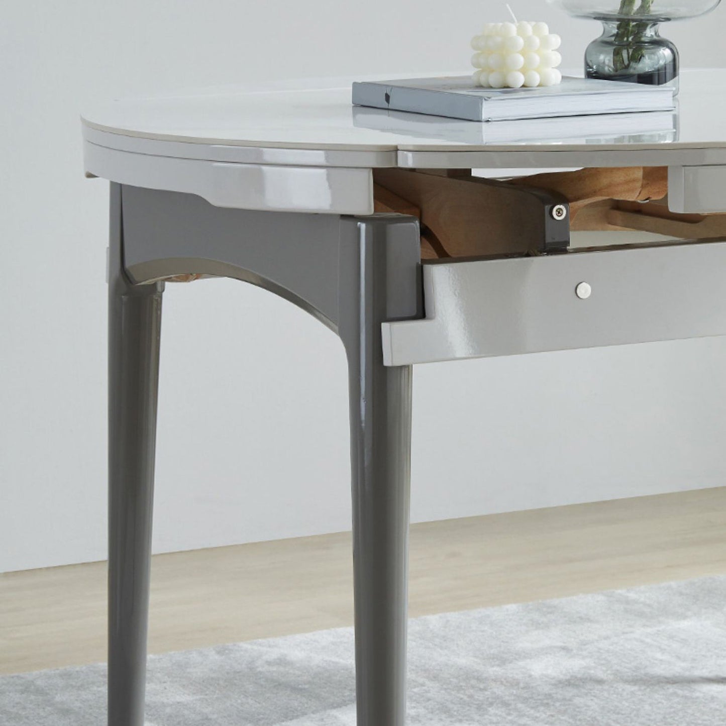 Zeitgenössischer ausziehbarer runder Stein Esstisch für Esszimmer