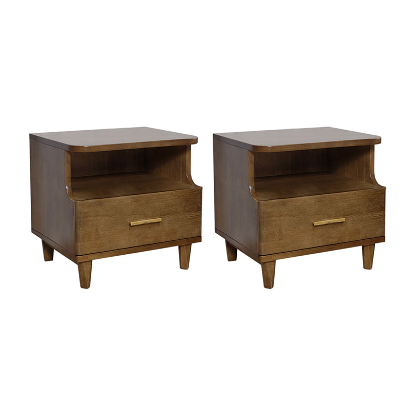 Tiroirs de table de chevet de table en bois en caoutchouc glam inclus avec les jambes