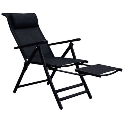 Modern Metal Single Ergonimic Recliner with Pillow Adjustable Solid Color 160° Lie Black Clearhalo 'Chairs & Seating' 'furn' 'furn_recliners' 'Furniture' 'Living Room Furniture' 'Recliners' 7715358
