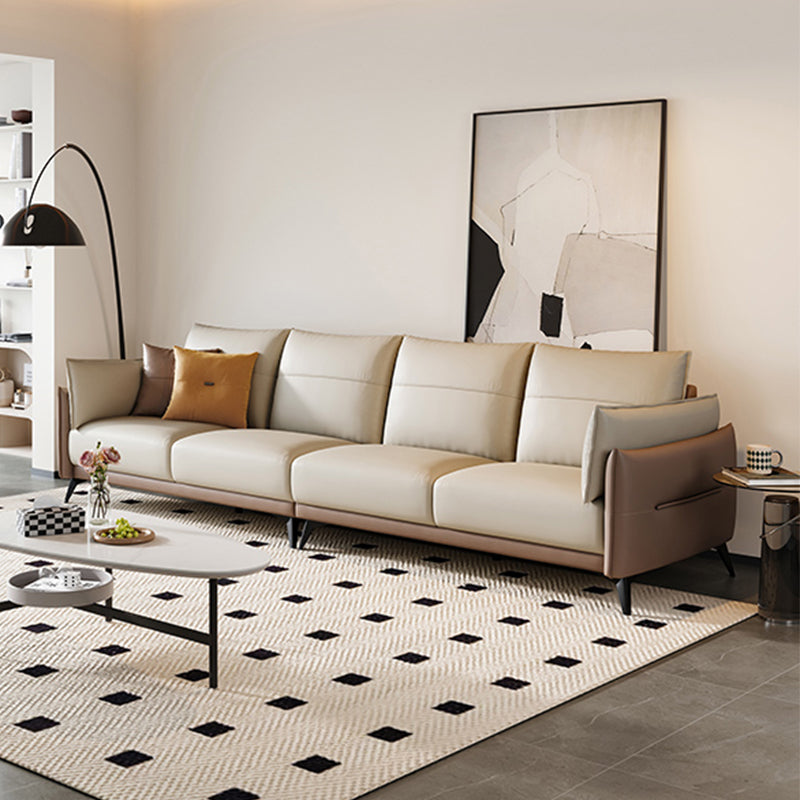 No Distressing Solid Color Scratch Resistant Leather Sofa for Living Room Clearhalo 'furn' 'furn_sofas' 'Furniture' 'Living Room Furniture' 'Sofa' 'sofas' 7715391