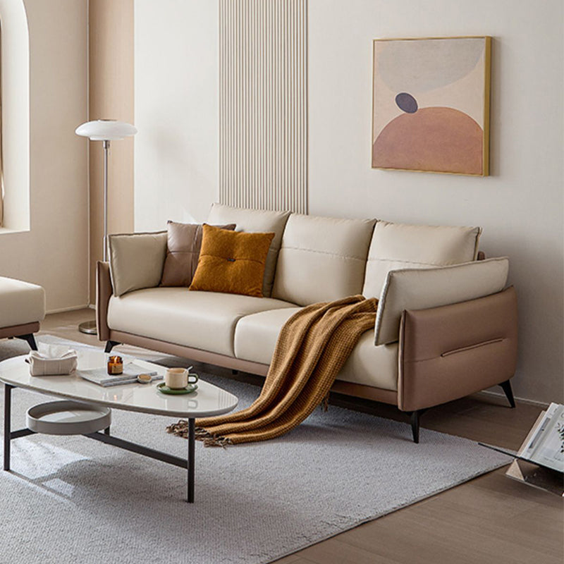 No Distressing Solid Color Scratch Resistant Leather Sofa for Living Room Clearhalo 'furn' 'furn_sofas' 'Furniture' 'Living Room Furniture' 'Sofa' 'sofas' 7715396