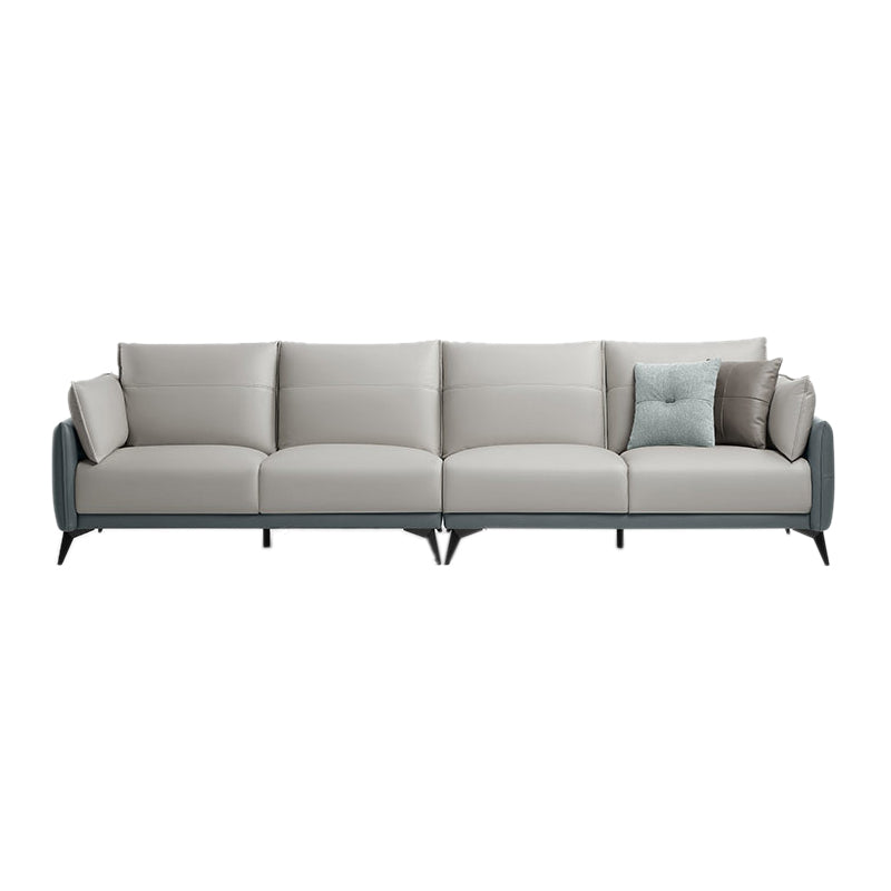 No Distressing Solid Color Scratch Resistant Leather Sofa for Living Room 126"L x 37"W x 35"H Blue Clearhalo 'furn' 'furn_sofas' 'Furniture' 'Living Room Furniture' 'Sofa' 'sofas' 7715397
