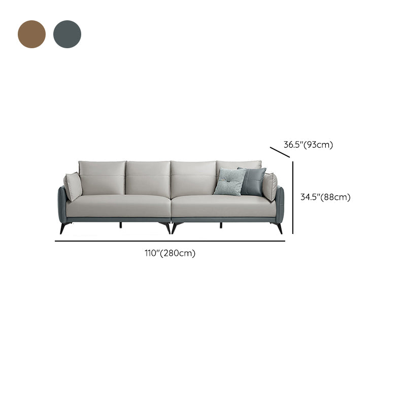 No Distressing Solid Color Scratch Resistant Leather Sofa for Living Room Clearhalo 'furn' 'furn_sofas' 'Furniture' 'Living Room Furniture' 'Sofa' 'sofas' 7715404