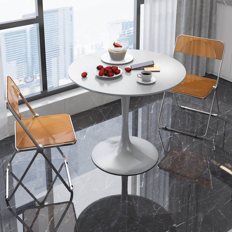 Minimalist White and Black Round Table with Tulip Style for 4 Person Clearhalo 'Dining Tables & Seating' 'Dining Tables' 'dining_table' 'furn' 'furn_dining_table' 'Furniture' 'Kitchen & Dining Furniture' 7717307