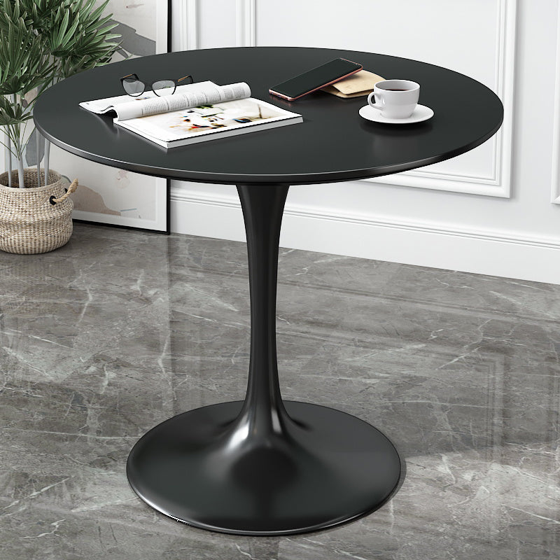Minimalist White and Black Round Table with Tulip Style for 4 Person Black Without Chairs Clearhalo 'Dining Tables & Seating' 'Dining Tables' 'dining_table' 'furn' 'furn_dining_table' 'Furniture' 'Kitchen & Dining Furniture' 7717308