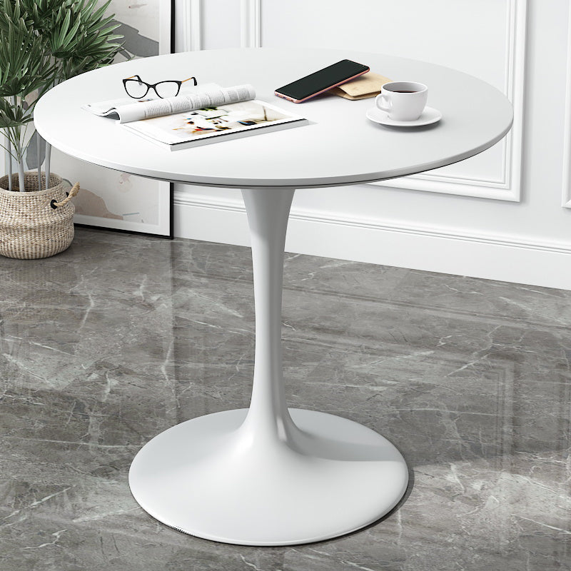 Minimalist White and Black Round Table with Tulip Style for 4 Person White Without Chairs Clearhalo 'Dining Tables & Seating' 'Dining Tables' 'dining_table' 'furn' 'furn_dining_table' 'Furniture' 'Kitchen & Dining Furniture' 7717309