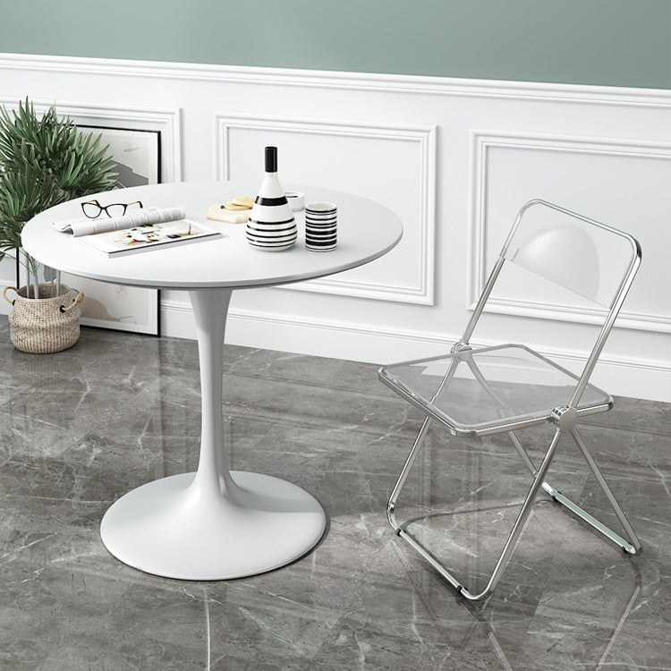 Minimalist White and Black Round Table with Tulip Style for 4 Person Clearhalo 'Dining Tables & Seating' 'Dining Tables' 'dining_table' 'furn' 'furn_dining_table' 'Furniture' 'Kitchen & Dining Furniture' 7717310