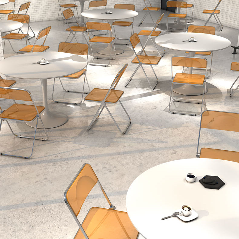 Minimalist White and Black Round Table with Tulip Style for 4 Person Clearhalo 'Dining Tables & Seating' 'Dining Tables' 'dining_table' 'furn' 'furn_dining_table' 'Furniture' 'Kitchen & Dining Furniture' 7717318