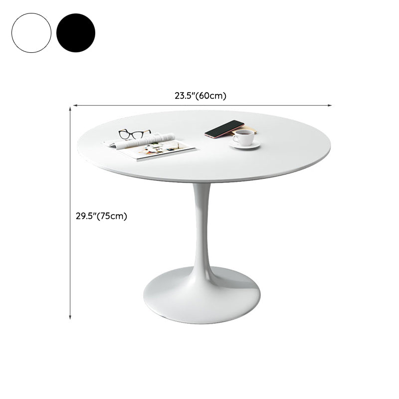 Minimalist White and Black Round Table with Tulip Style for 4 Person Clearhalo 'Dining Tables & Seating' 'Dining Tables' 'dining_table' 'furn' 'furn_dining_table' 'Furniture' 'Kitchen & Dining Furniture' 7717321