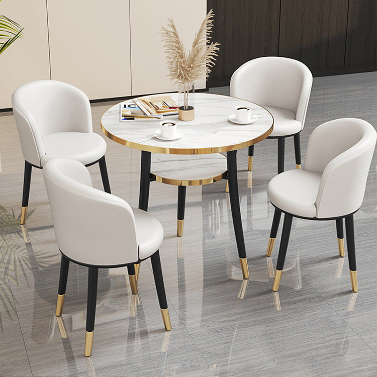 Tavolo da pranzo rotondo Tabletop in legno bianco moderno con deposito