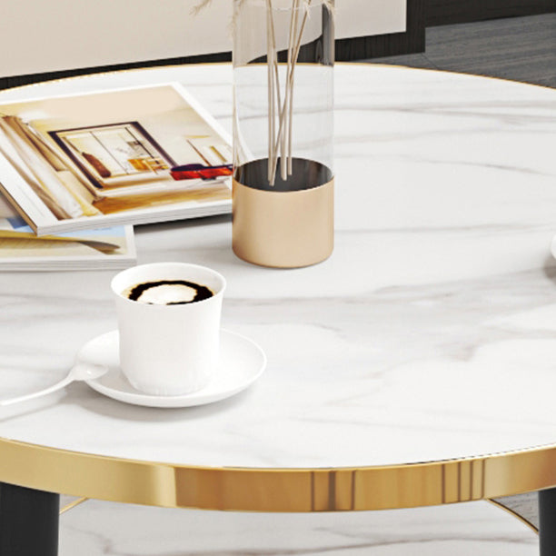 Tavolo da pranzo rotondo Tabletop in legno bianco moderno con deposito