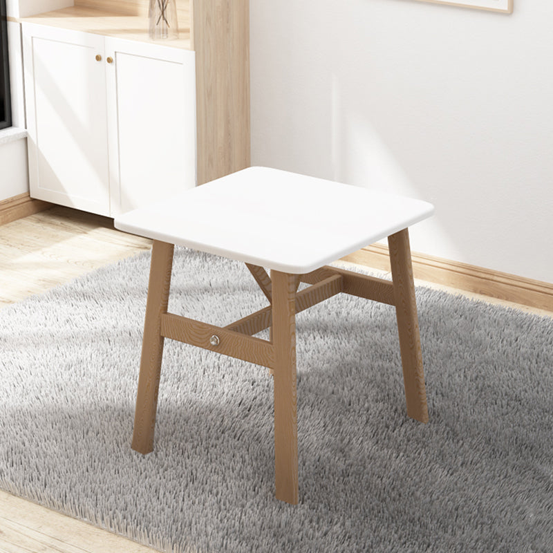 Square Dining Table Modern Plastic Tabletop with Metal Trestle Base White Without Chairs Clearhalo 'Dining Tables & Seating' 'Dining Tables' 'dining_table' 'furn' 'furn_dining_table' 'Furniture' 'Kitchen & Dining Furniture' 7717333