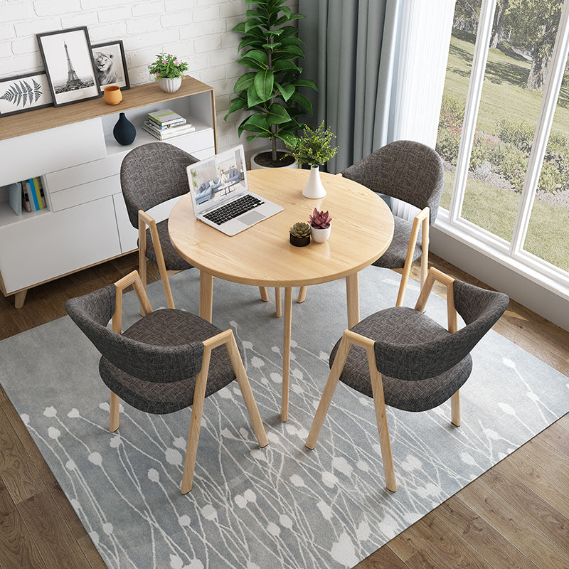 Round Dinner Table Modern Natural Wooden Tabletop for 2 Persons