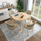 Round Dinner Table Modern Natural Wooden Tabletop for 2 Persons
