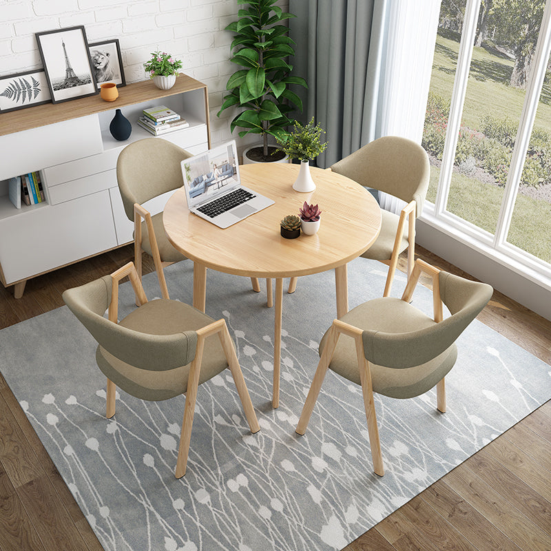 Round Dinner Table Modern Natural Wooden Tabletop for 2 Persons