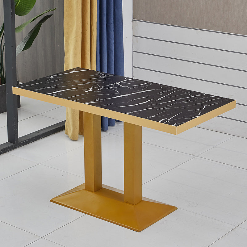 Moderner Holz -Esstisch mit Metallbeinen für Wohnzimmer