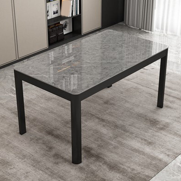 Rechthoekige eettafel Modern glazen tafelblad met zwarte stalen poten