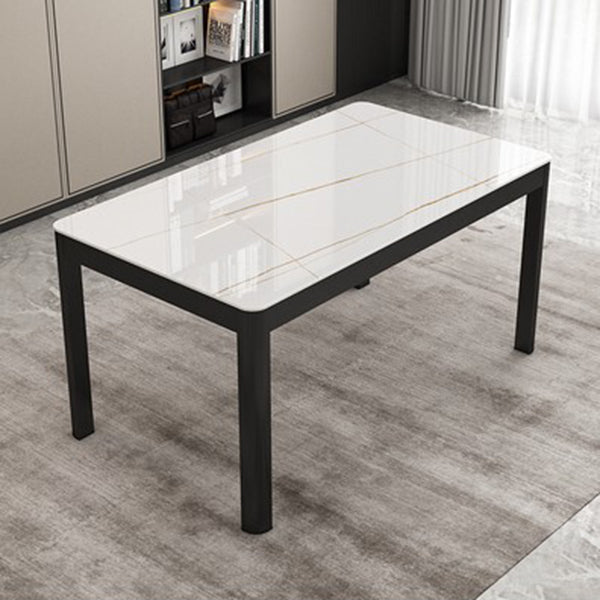 Rechthoekige eettafel Modern glazen tafelblad met zwarte stalen poten