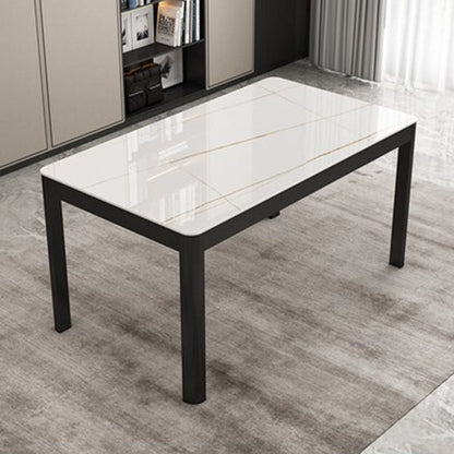 Rechthoekige eettafel Modern glazen tafelblad met zwarte stalen poten