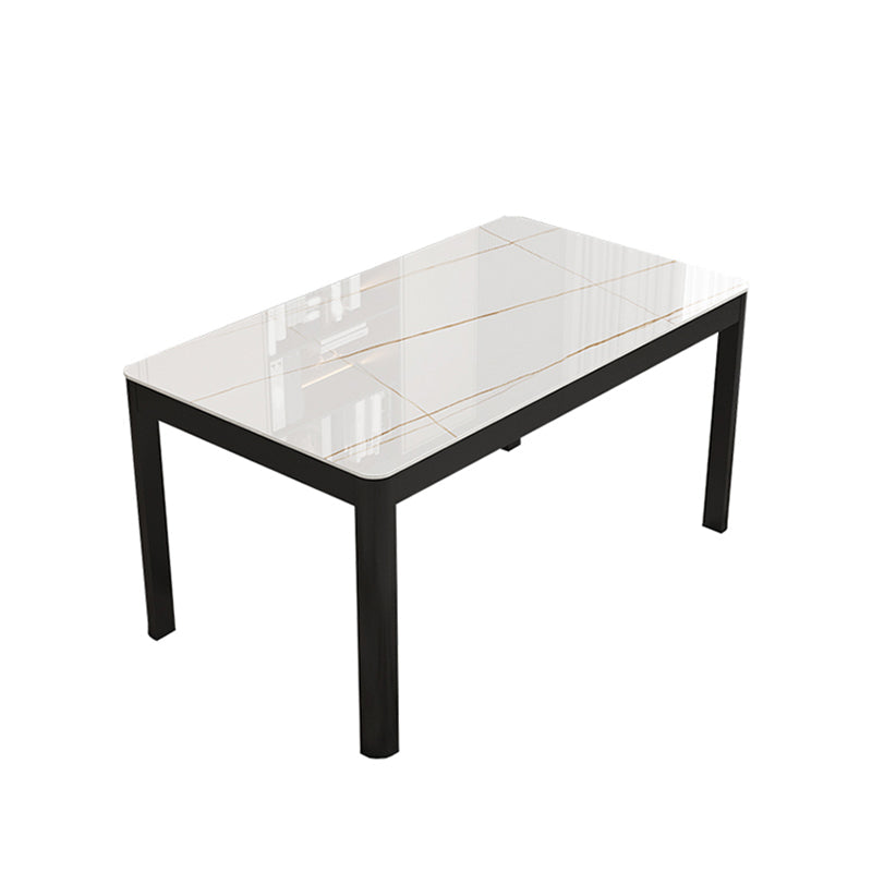 Rechthoekige eettafel Modern glazen tafelblad met zwarte stalen poten