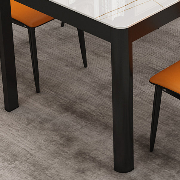 Rechthoekige eettafel Modern glazen tafelblad met zwarte stalen poten