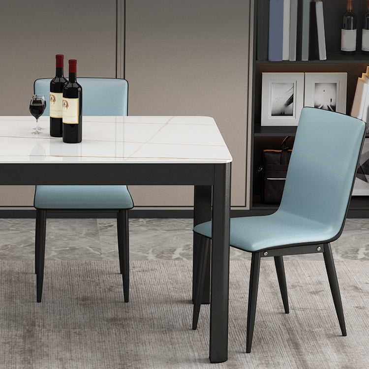 Rechthoekige eettafel Modern glazen tafelblad met zwarte stalen poten
