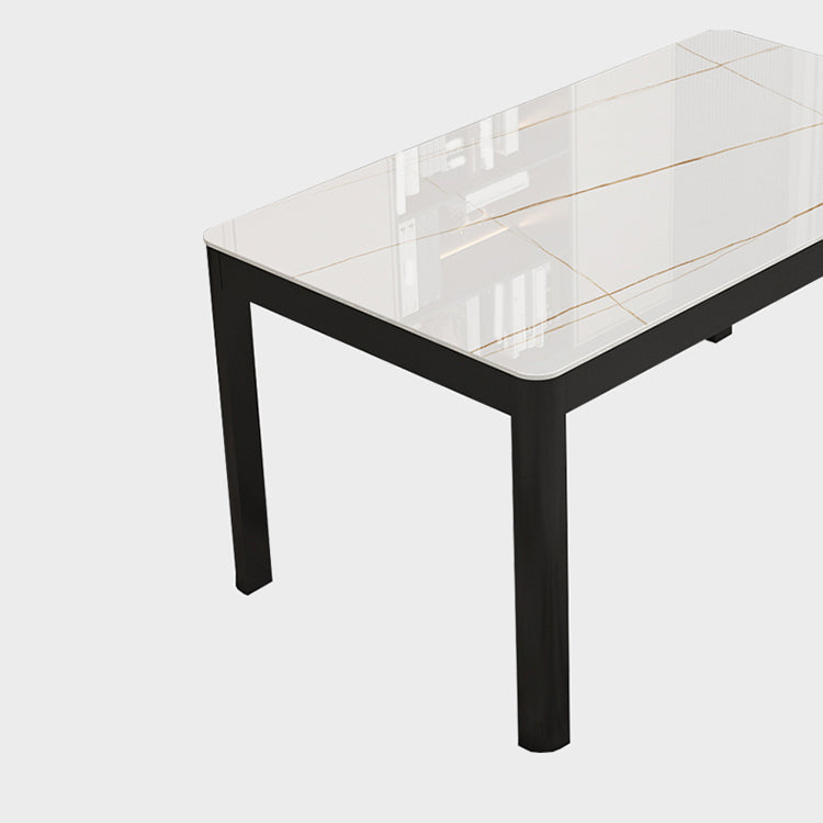 Rechthoekige eettafel Modern glazen tafelblad met zwarte stalen poten