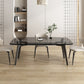 Rectangular Dining Table Modern Glass Tabletop with Metal Legs