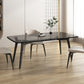 Rectangular Dining Table Modern Glass Tabletop with Metal Legs