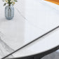 Moderne uitschuifbare eettafel, wit rond stenen tafelblad voor eetkamer