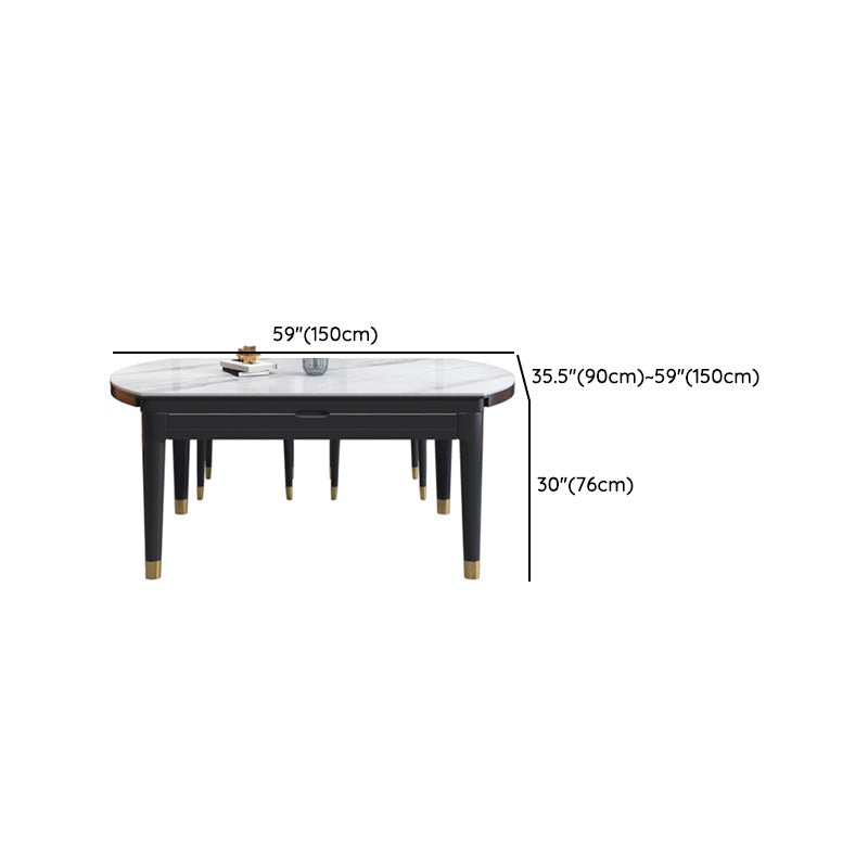 Moderne uitschuifbare eettafel, wit rond stenen tafelblad voor eetkamer