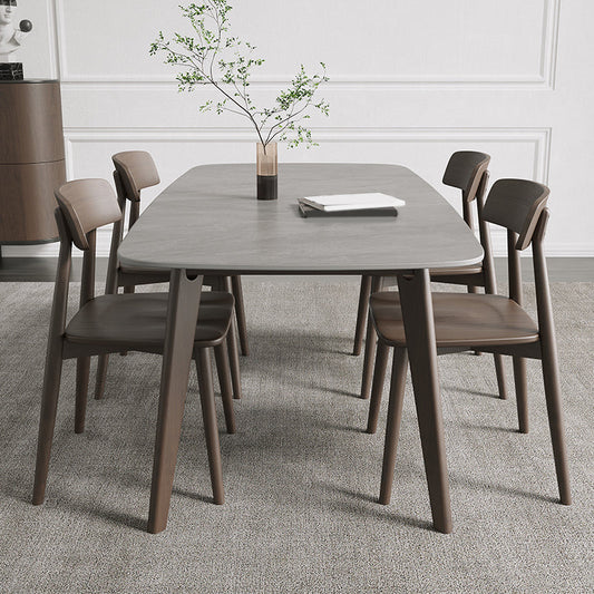 Rectangular Dining Table Modern Stone Tabletop with Solid Wood Legs Clearhalo 'Dining Tables & Seating' 'Dining Tables' 'dining_table' 'furn' 'furn_dining_table' 'Furniture' 'Kitchen & Dining Furniture' 7717520